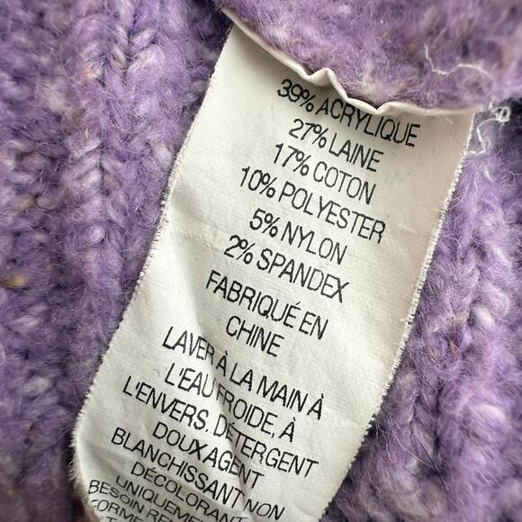 L.L. Bean Womens Long Sleeve Button-Up Acrylic Wool Blend Purple Sweater Small - Picture 10 of 10